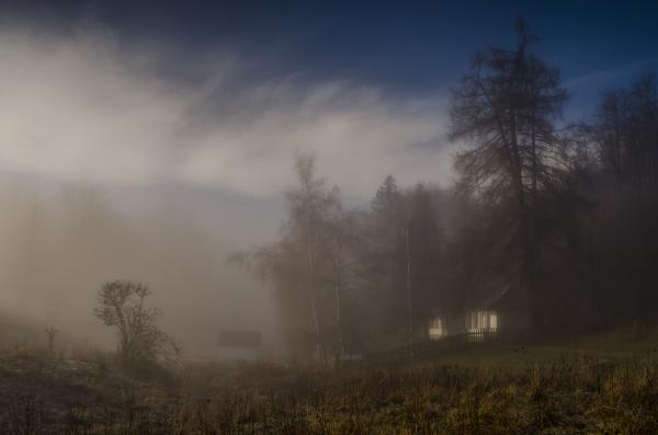 Ködös nap az erdész házánál.