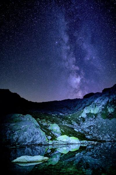 Glacier lake and Milky-way